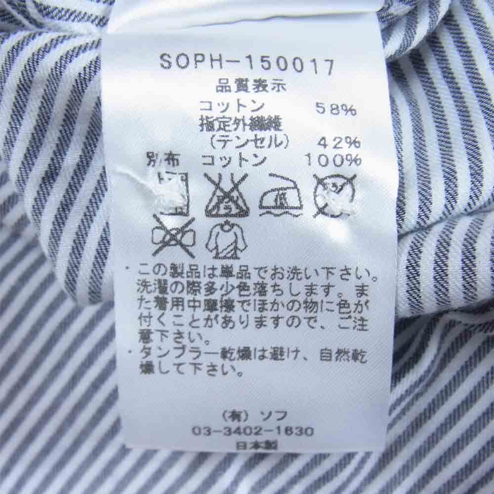 SOPHNET. ソフネット soph-150017 ヘンリーネック 長袖 シャツ 日本製 コットンストライプ ブラック系 S【中古】