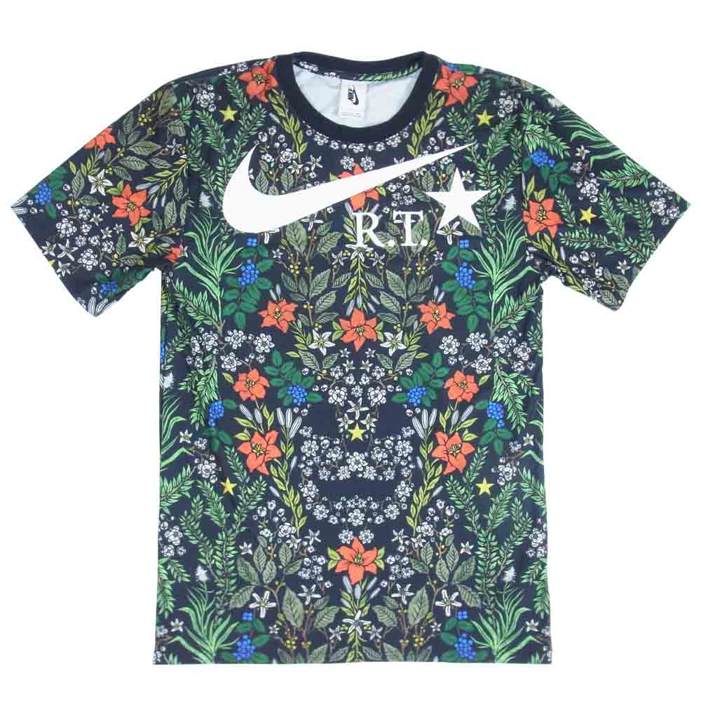 NIKE ナイキ × RT ★ drift tee Tシャツ 半袖 総柄 ロゴ プリント ボタニカル ブラック系 S【中古】