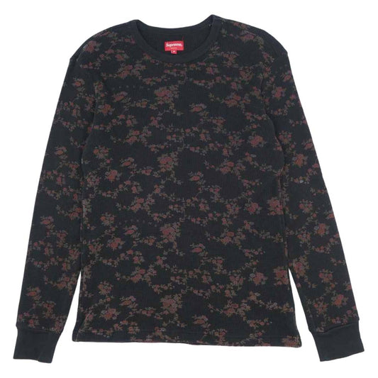 Supreme シュプリーム 16AW Floral Waffle Thermal 花柄 サーマル ロンT ブラック系 M【中古】