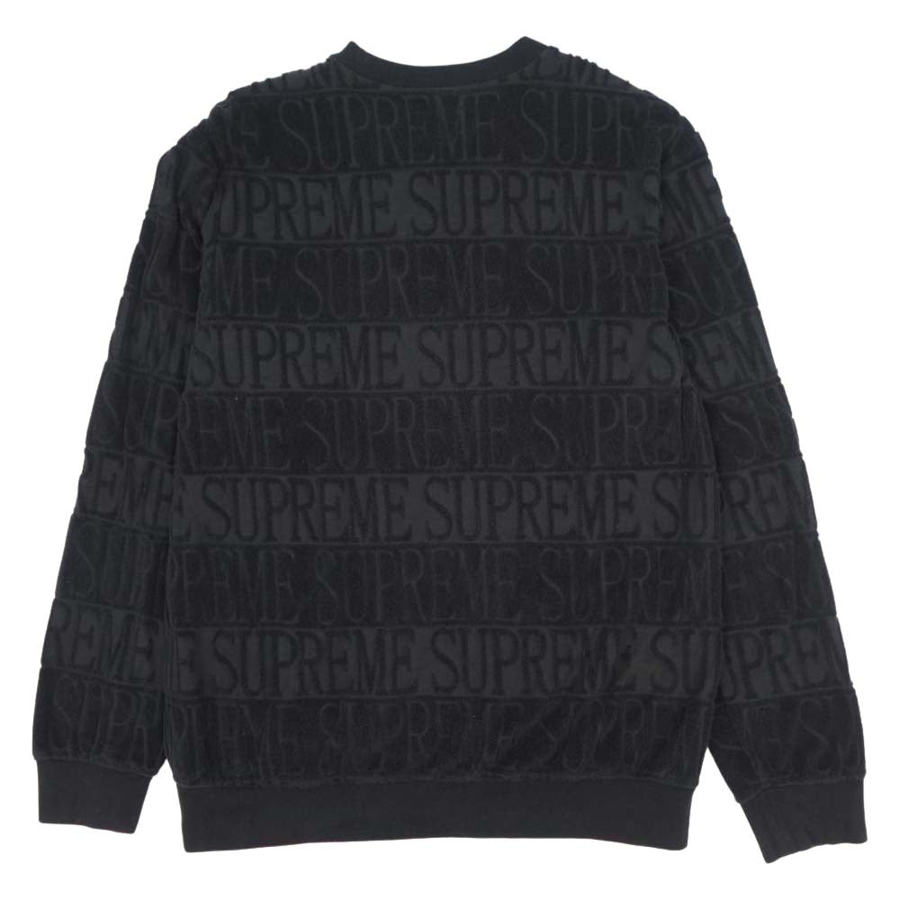 Supreme シュプリーム 17AW Logo Stripe Terry Crewneck ブラック系 M【中古】