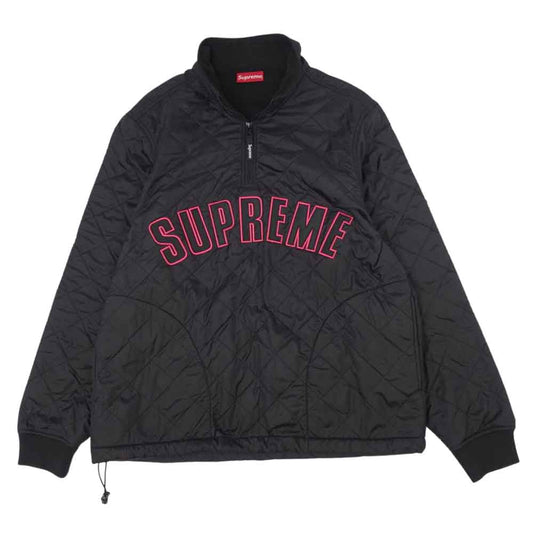 Supreme シュプリーム 17SS arc logo quilted half zip pullover アーチロゴ キルト ハーフジップ ブラック系 M【中古】