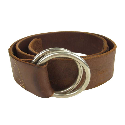 HTC エイチティーシー ターコイズ スタッズ レザー リング ベルト ブラウン系 36【中古】