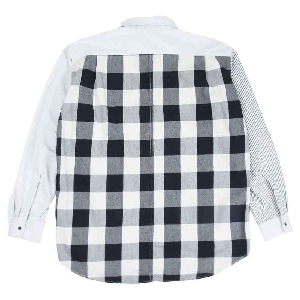 THE NORTH FACE ノースフェイス NT3101N PURPLE LABEL パープルレーベル Plaid Patchwork Shirt プレイド パッチワーク シャツ グレー系 M【中古】