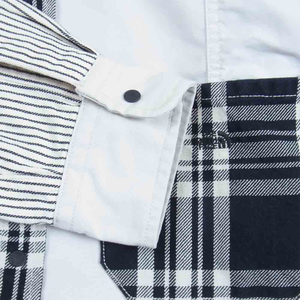 THE NORTH FACE ノースフェイス NT3101N PURPLE LABEL パープルレーベル Plaid Patchwork Shirt プレイド パッチワーク シャツ グレー系 M【中古】