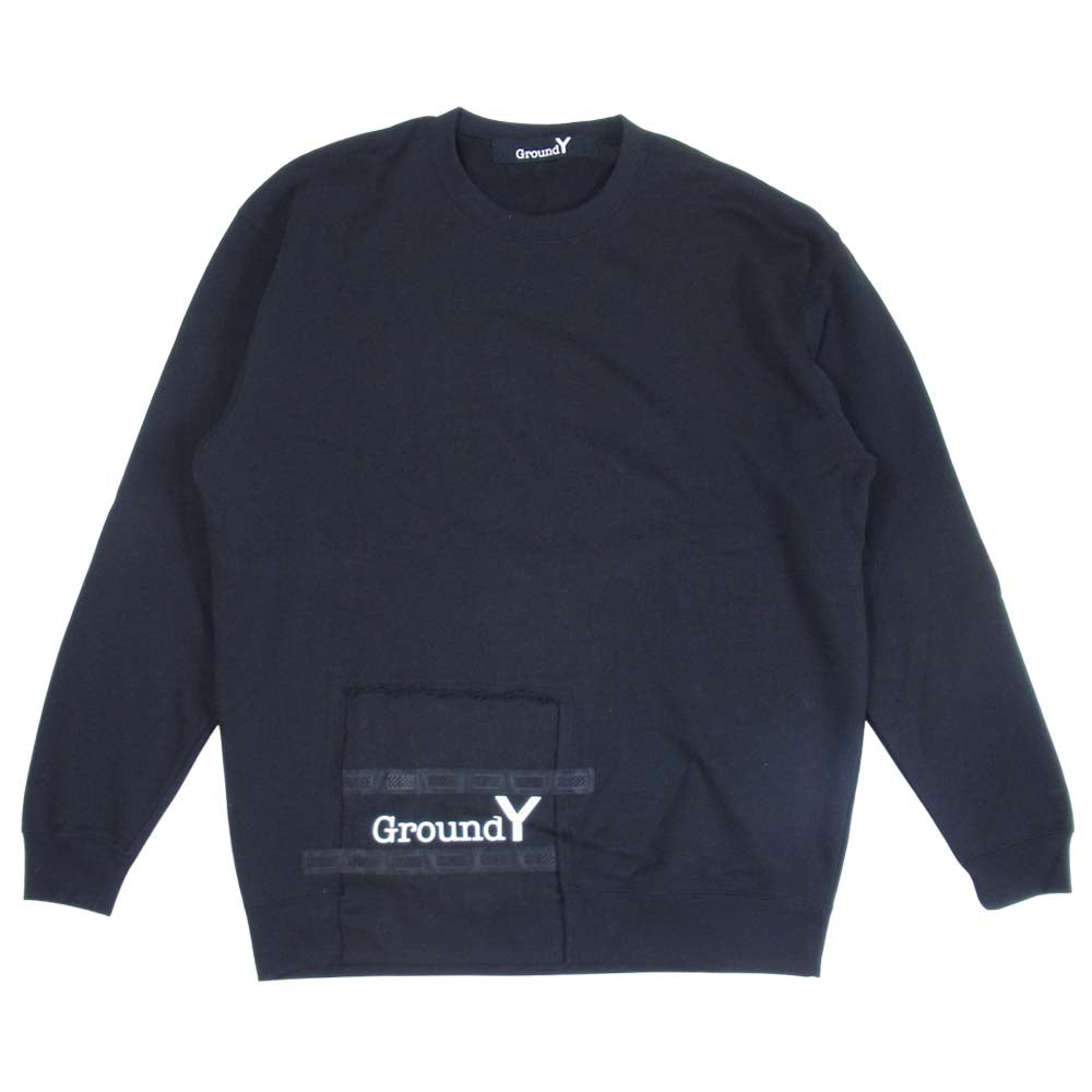 Yohji Yamamoto ヨウジヤマモト GroundY GT-T28-071 Cotton Jersey Basic Sweat ロゴ スウェット ブラック系 4【中古】