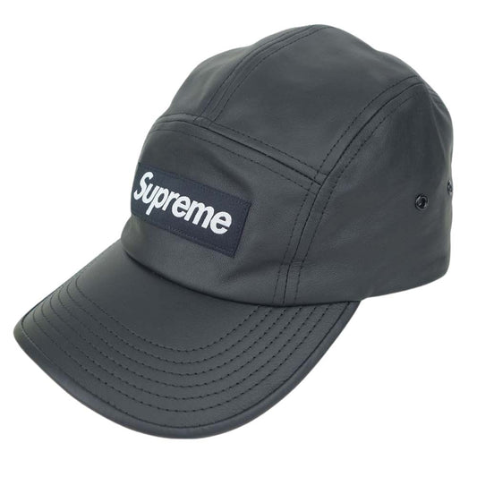 Supreme シュプリーム 21SS Leather Camp Cap ボックスロゴ レザー キャンプ キャップ ブラック系【美品】【中古】