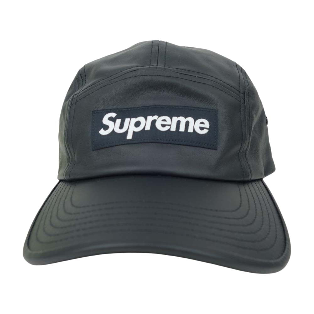 【美品】Supreme 革ベルト ボックスロゴ CAP シュプリーム BLACK