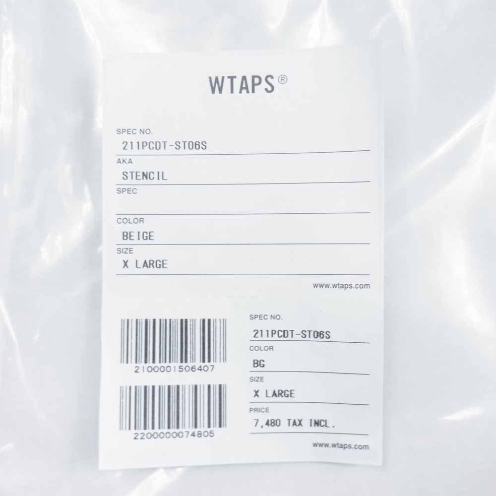 WTAPS ダブルタップス 21SS 211PCDT-ST06S STENCIL SS TEE 半袖 Tシャツ ベージュ系 XL【美品】【中古】