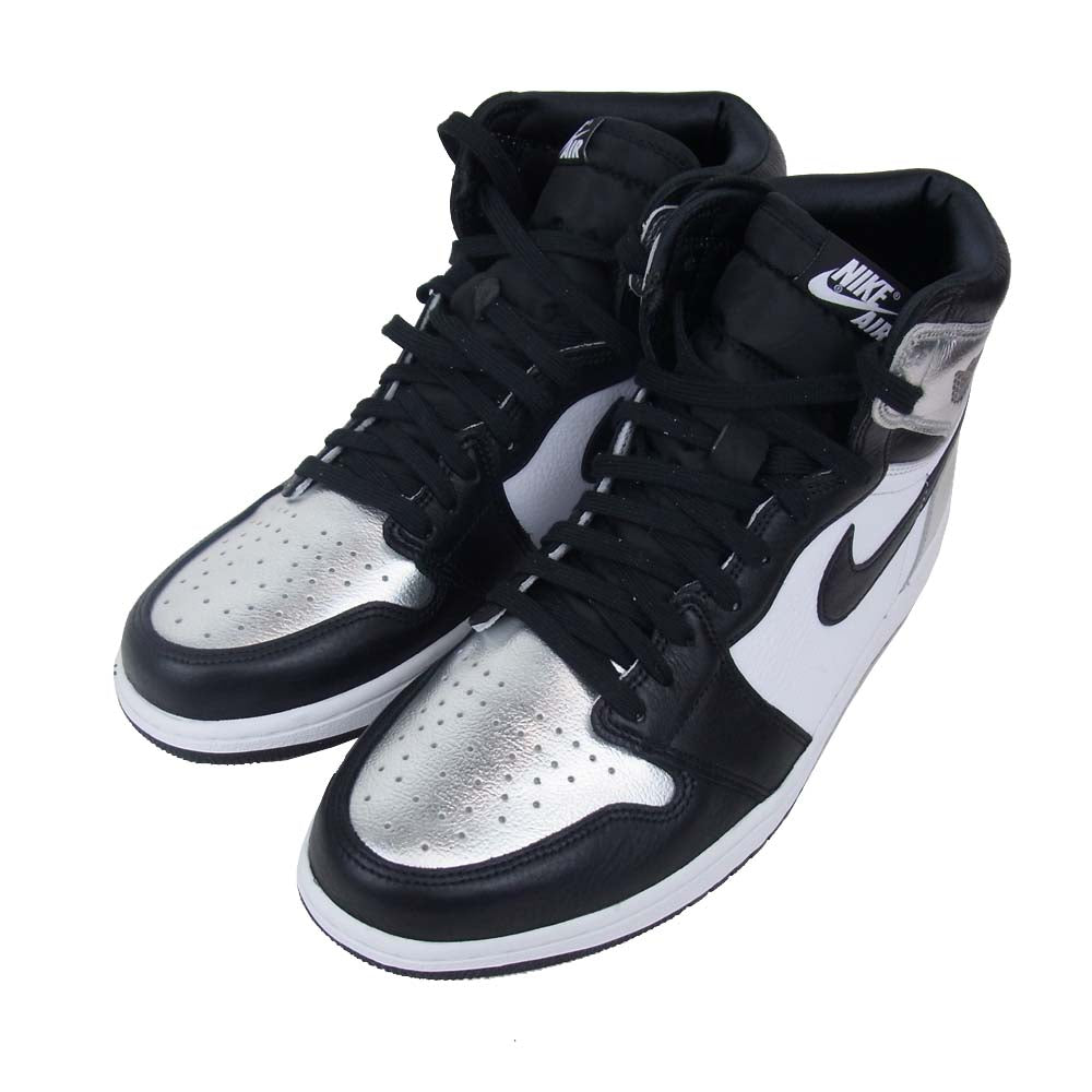 NIKE ナイキ CD0461 001 WMNS AIR JORDAN 1 RETRO HIGH OG SILVER TOE エア ジョーダン レトロ ハイ ブラック系 シルバー系 28cm【極上美品】【中古】