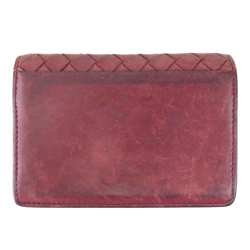 BOTTEGAVENETA ボッテガヴェネタ イントレチャート レザー カードケース  ワインレッド系【中古】
