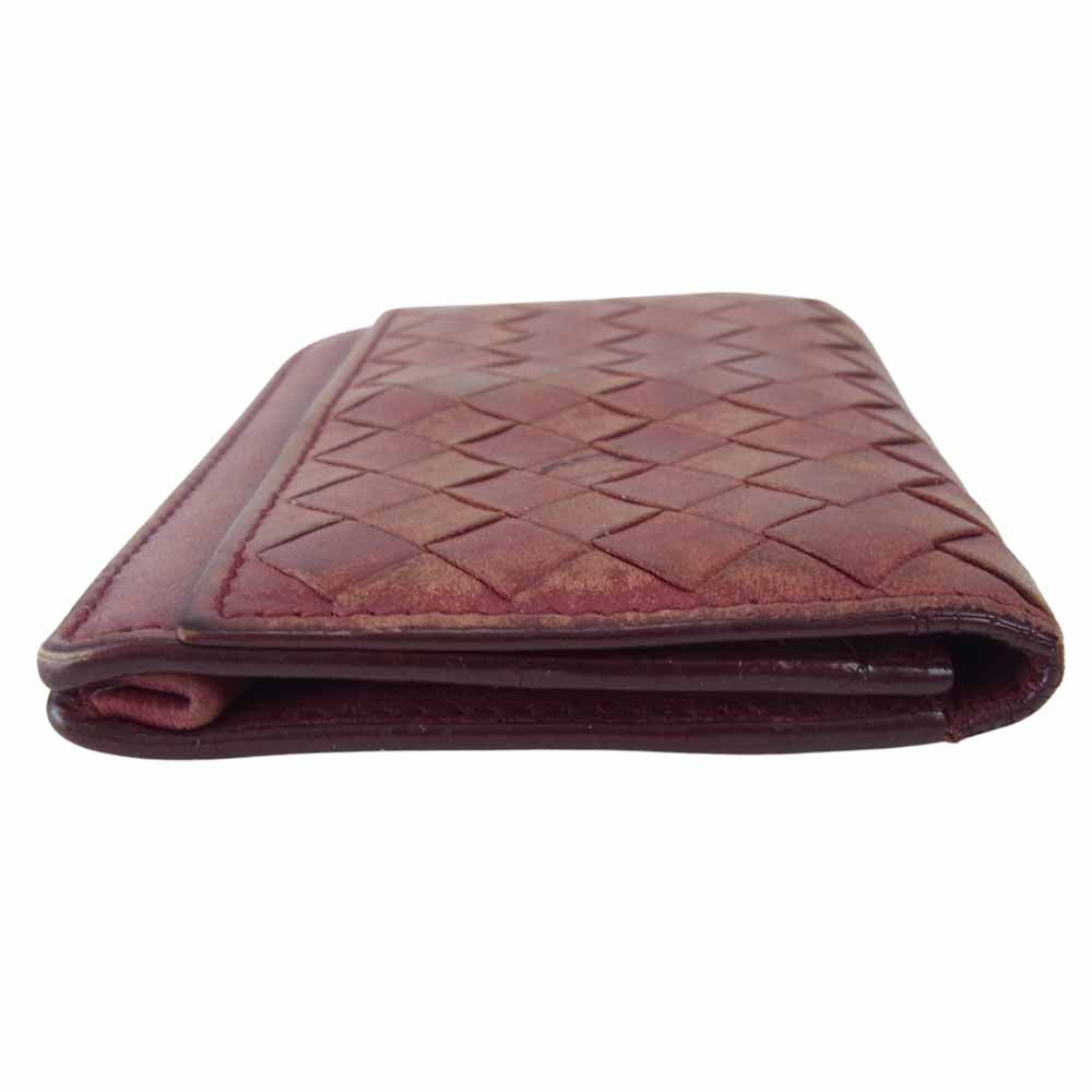 BOTTEGAVENETA ボッテガヴェネタ イントレチャート レザー カードケース  ワインレッド系【中古】