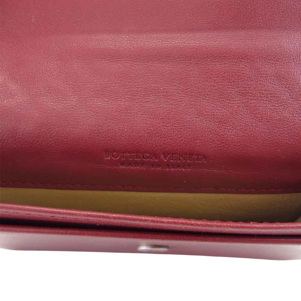 BOTTEGAVENETA ボッテガヴェネタ イントレチャート レザー カードケース  ワインレッド系【中古】