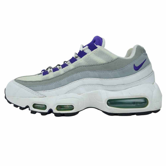 NIKE ナイキ 307960-101 WMNS AIR MAX 95 COURT PURPLLE-EMERALD GREEN  ウィメンズ エアマックス コートパープル ホワイト系 24cm【中古】