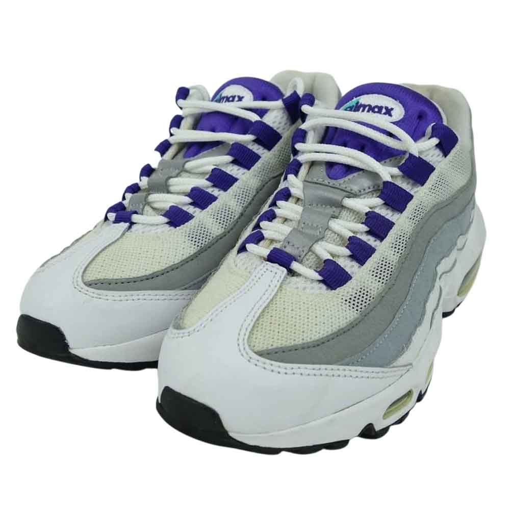 NIKE ナイキ 307960-101 WMNS AIR MAX 95 COURT PURPLLE-EMERALD GREEN  ウィメンズ エアマックス コートパープル ホワイト系 24cm【中古】