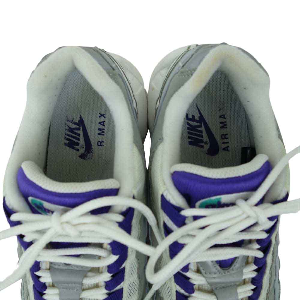 NIKE ナイキ 307960-101 WMNS AIR MAX 95 COURT PURPLLE-EMERALD GREEN  ウィメンズ エアマックス コートパープル ホワイト系 24cm【中古】