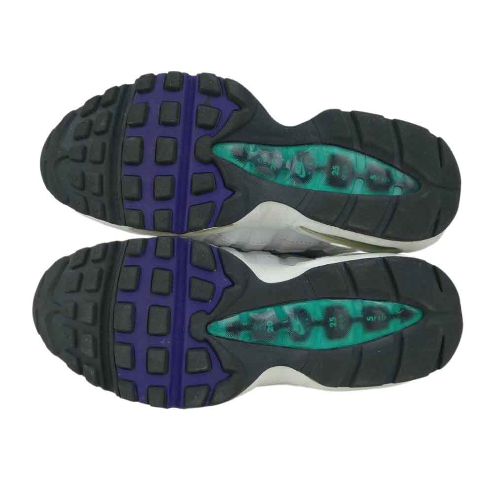 NIKE ナイキ 307960-101 WMNS AIR MAX 95 COURT PURPLLE-EMERALD GREEN  ウィメンズ エアマックス コートパープル ホワイト系 24cm【中古】