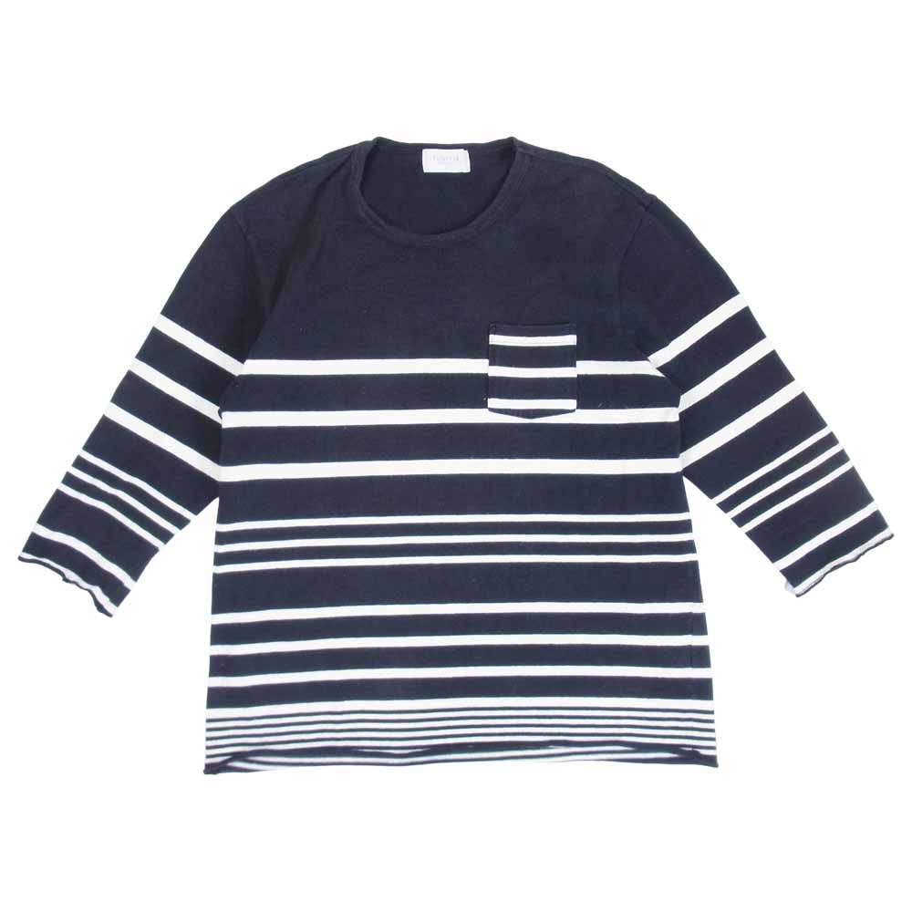 フリストフィア 七分 ボーダー カットソー ポケット 日本製 コットン ブラック系 3【中古】