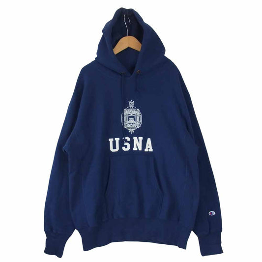 Champion チャンピオン 青タグ 復刻 USNA リバースウィーブ パーカー  ネイビー系 XL【中古】