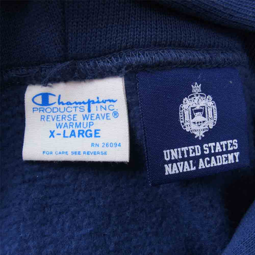 Champion チャンピオン 青タグ 復刻 USNA リバースウィーブ パーカー  ネイビー系 XL【中古】
