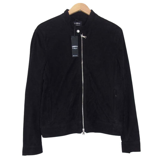 エンメティ 国内正規品 JURI ユリ ゴートスキン スエードレザー シングル ライダース ジャケット ブラック系 48【美品】【中古】