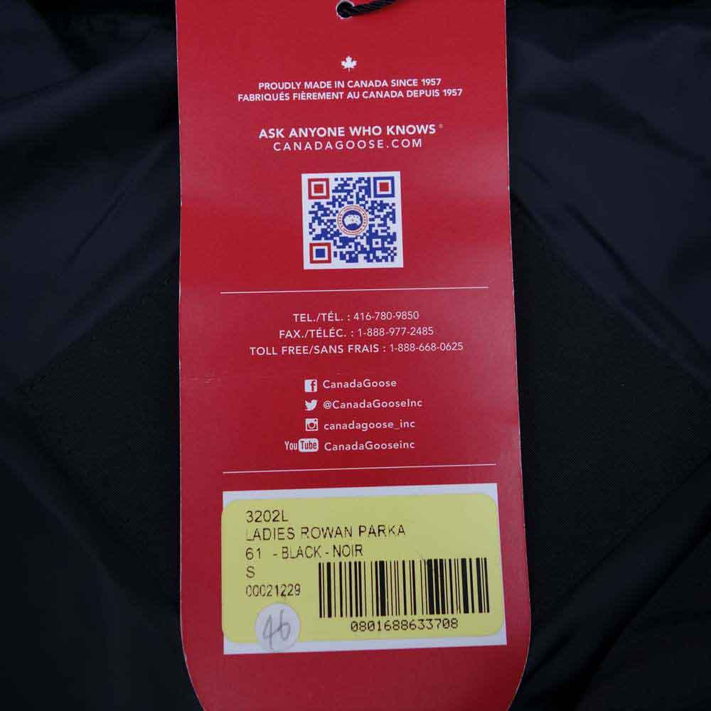 CANADA GOOSE カナダグース 3202L Rowan Parka ローワン パーカ ダウン ミディアム コート ブラック系 S/Ｐ【新古品】【未使用】【中古】