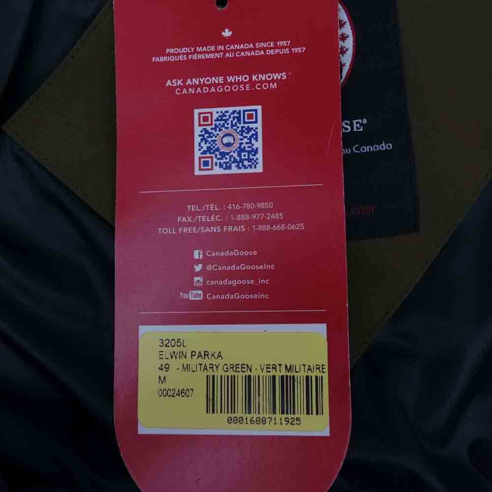 CANADA GOOSE カナダグース 3205L Elwin Parka エルウィン パーカー オリーブグリーン系 M【新古品】【未使用】【中古】