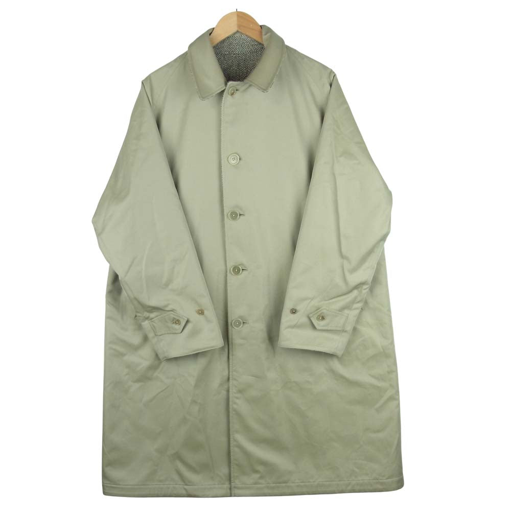 ANATOMICA アナトミカ 530-562-01 SINGLE RAGLAN Ⅱ 高密度コットンギャバジン×ウールツイード リバーシブル シングルラグラン コート ベージュ系 グレー系 48【新古品】【未使用】【中古】