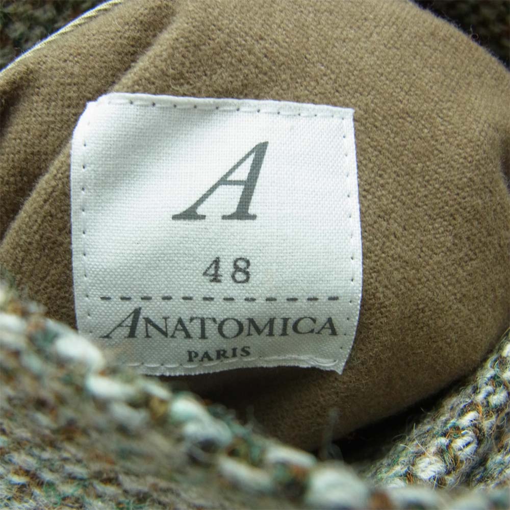 ANATOMICA アナトミカ 530-562-01 SINGLE RAGLAN Ⅱ 高密度コットンギャバジン×ウールツイード リバーシブル シングルラグラン コート ベージュ系 グレー系 48【新古品】【未使用】【中古】