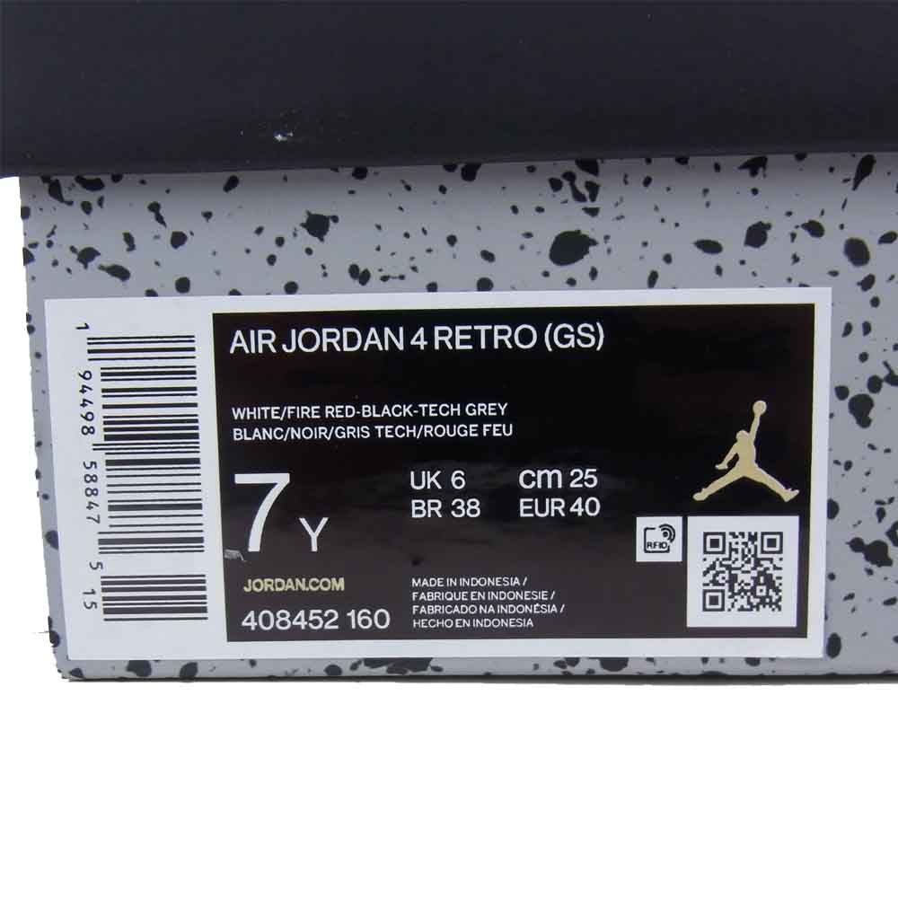 NIKE ナイキ 408452-160 AIR JORDAN 4 RETRO Fire Red エアジョーダン レトロ ファイアレッド マルチカラー系 25cm【中古】