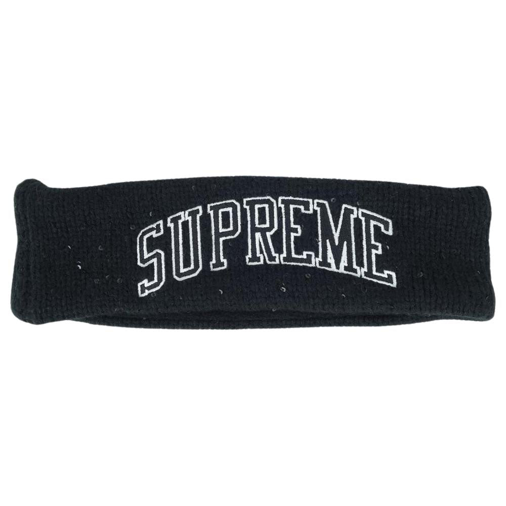 Supreme シュプリーム 18AW × ニューエラ NEW ERA Sequin Arc Logo Headband アーチロゴ ヘッドバンド  ブラック系【中古】