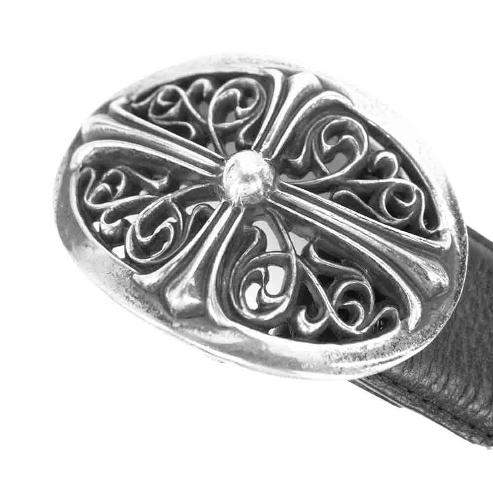 CHROME HEARTS クロムハーツ（原本無） クラシック オーバル クロスバックル レザー ブラック系 32【中古】