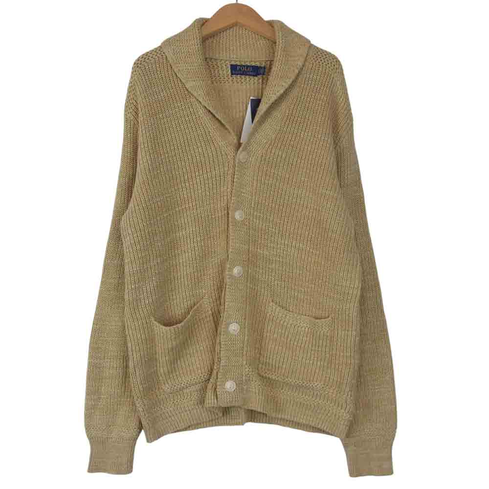 POLO RALPH LAUREN ポロ・ラルフローレン 国内正規品 霜降り コットンニット ショールカラー ベージュ系 S【中古】