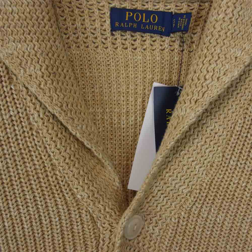 POLO RALPH LAUREN ポロ・ラルフローレン 国内正規品 霜降り コットンニット ショールカラー ベージュ系 S【中古】