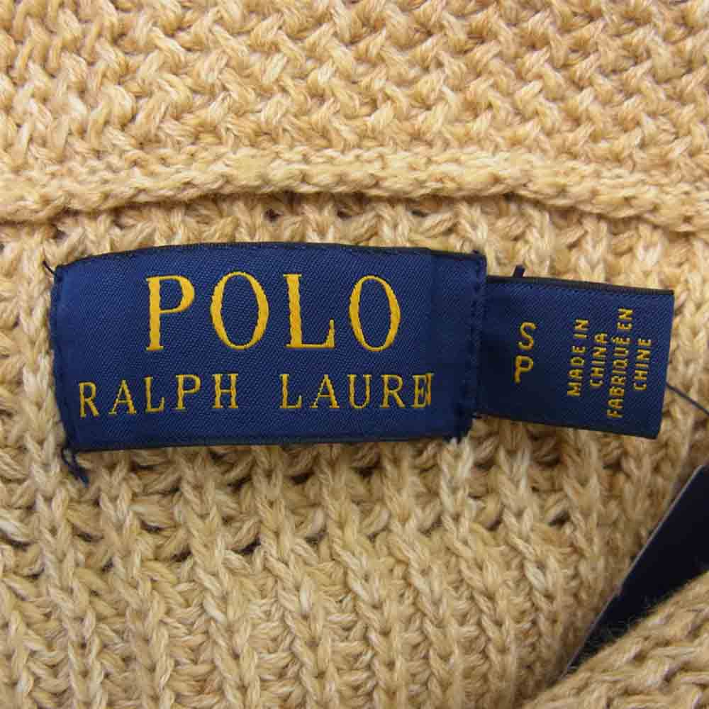POLO RALPH LAUREN ポロ・ラルフローレン 国内正規品 霜降り コットンニット ショールカラー ベージュ系 S【中古】