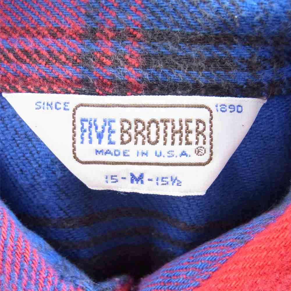 FIVE BROTHER ファイブブラザー USA製 ヘビーネル チェック ネルシャツ 長袖シャツ レッド系 M【中古】