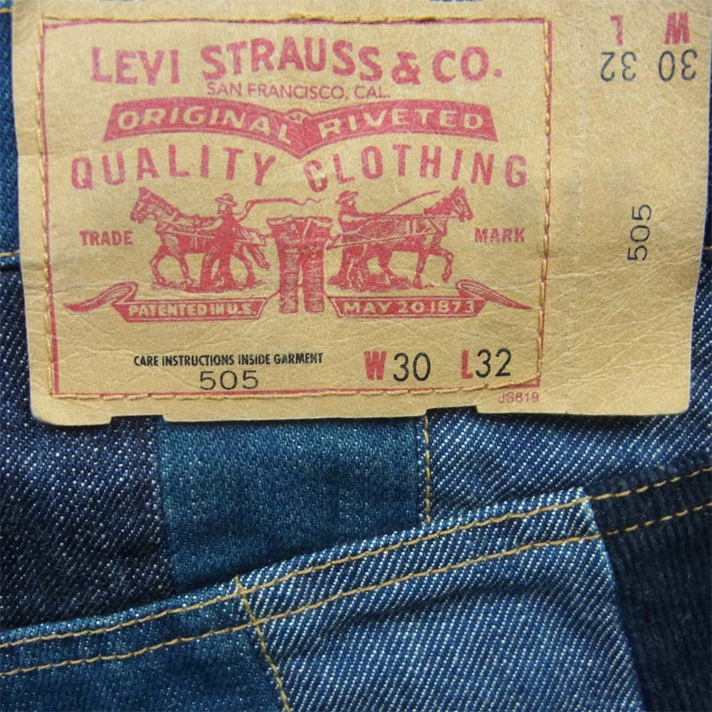 Levi's リーバイス 505 パッチ ワーク デニム パンツ コットン 中国製 インディゴブルー系 W30 L32【中古】