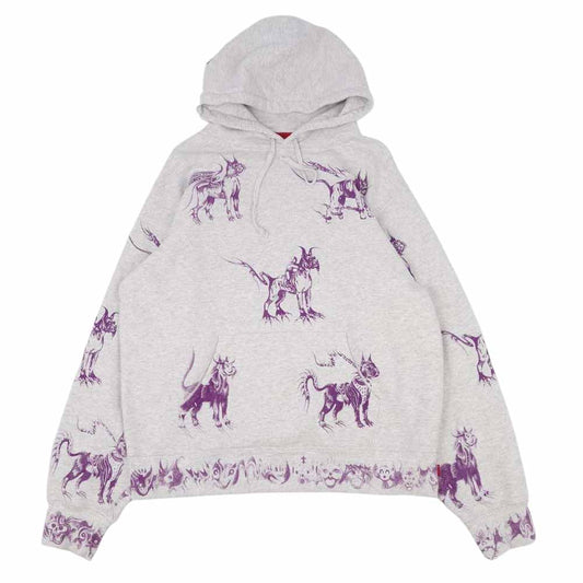 Supreme シュプリーム 20SS Animals Hooded Sweatshirt アニマル フーデッド スウェットシャツ パーカー グレー系 M【中古】
