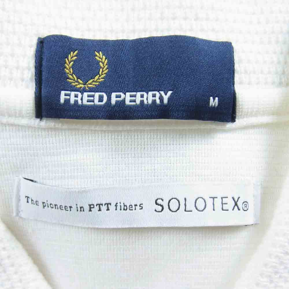 FRED PERRY フレッドペリー FZ1710 EDIFICE 別注 SOLOTEX PIQUE SHIRT 半袖 月桂樹 リネン ポロシャツ ホワイト系 M【中古】