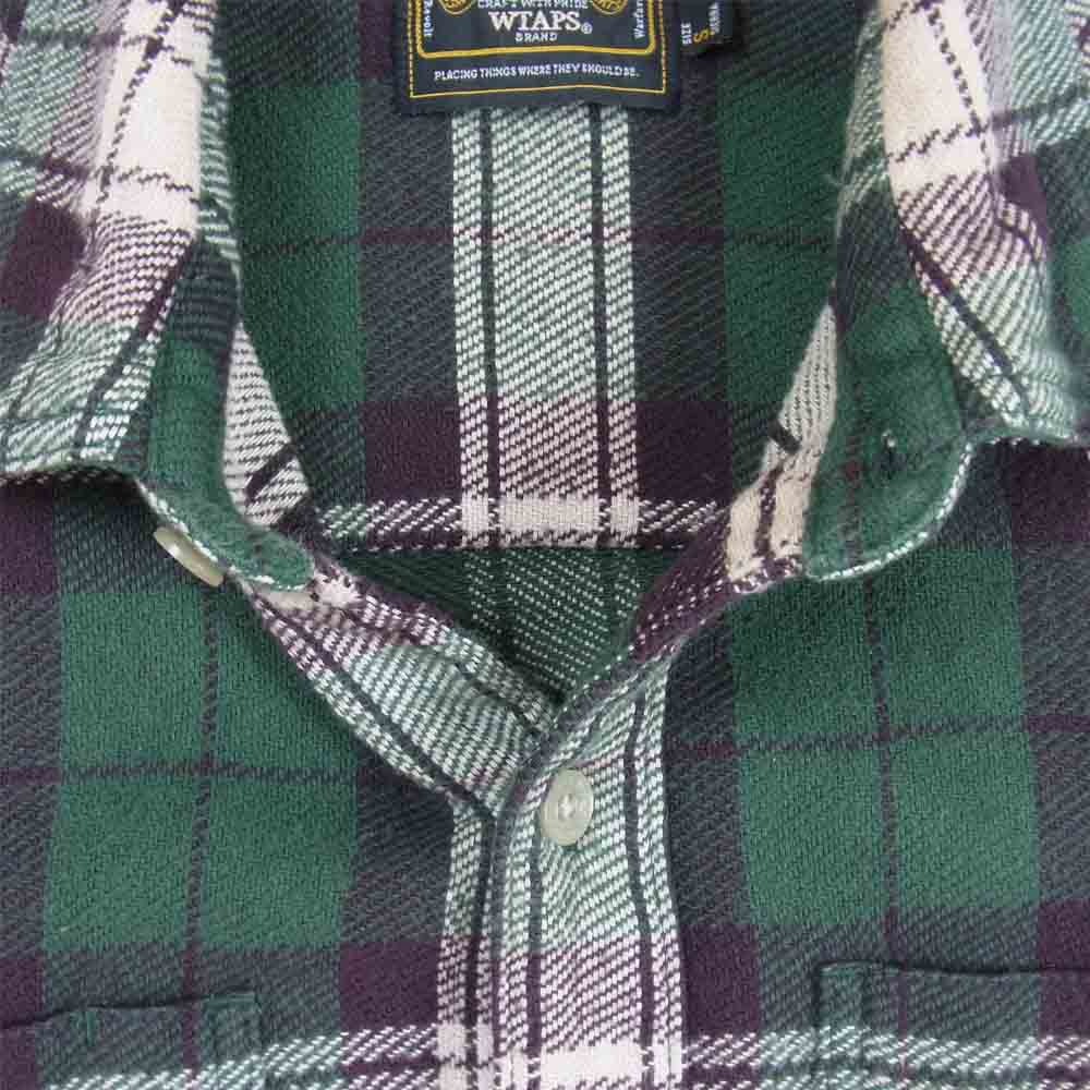 WTAPS ダブルタップス 13AW 132GWDT-SHM09 UNION L/S 02/ SHIRTS.COTTON.TEXTILE ユニオン ネル チェック グリーン系 S【中古】