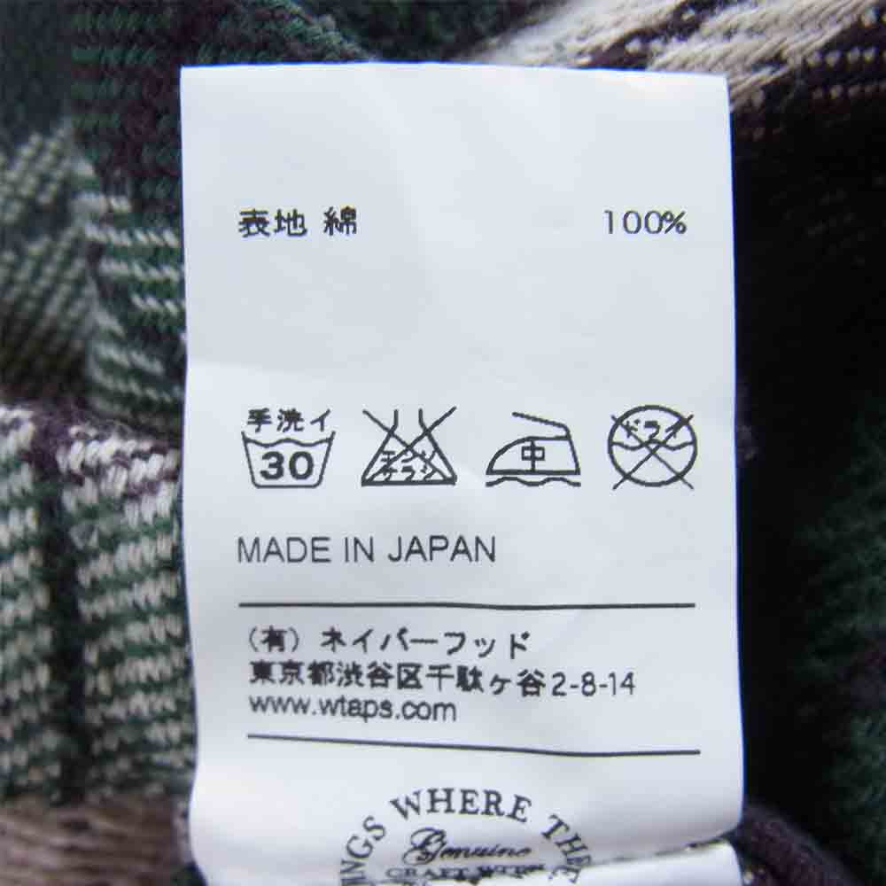 WTAPS ダブルタップス 13AW 132GWDT-SHM09 UNION L/S 02/ SHIRTS.COTTON.TEXTILE ユニオン ネル チェック グリーン系 S【中古】