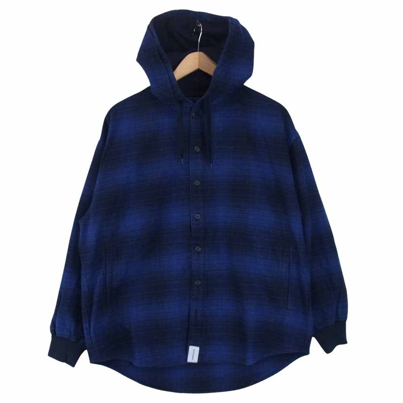 DESCENDANT ディセンダント HOODED LS SHIRT フーデッド ロングスリーブ シャツ ネイビー系 1【中古】