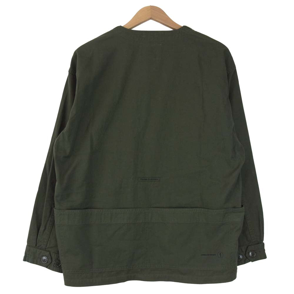 WTAPS ダブルタップス 182WVDT-SHM01 SKIT SHIRT COTTON SERGE  ノーカラー シャツ カーキ系 1【中古】