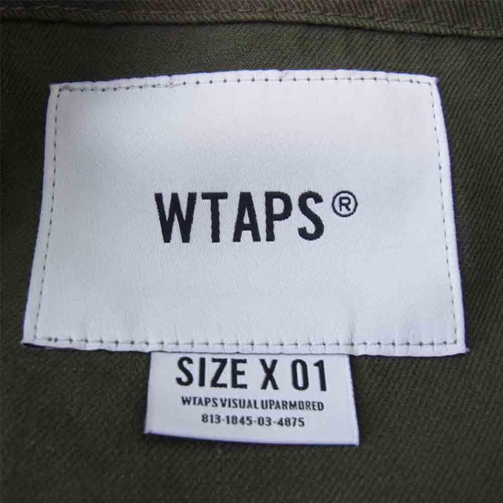 WTAPS ダブルタップス 182WVDT-SHM01 SKIT SHIRT COTTON SERGE  ノーカラー シャツ カーキ系 1【中古】