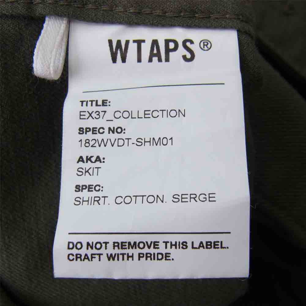 WTAPS ダブルタップス 182WVDT-SHM01 SKIT SHIRT COTTON SERGE  ノーカラー シャツ カーキ系 1【中古】