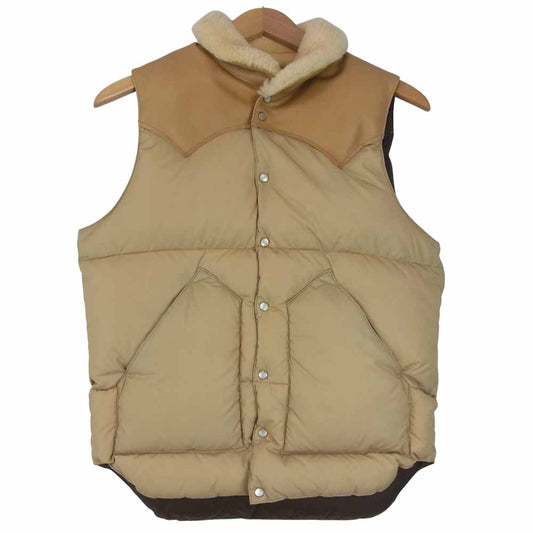 ロッキーマウンテン フェザーベッド 日本製 CHRISTY DOWN VEST レザーヨーク切替 クリスティ ダウン ベージュ系 36【美品】【中古】