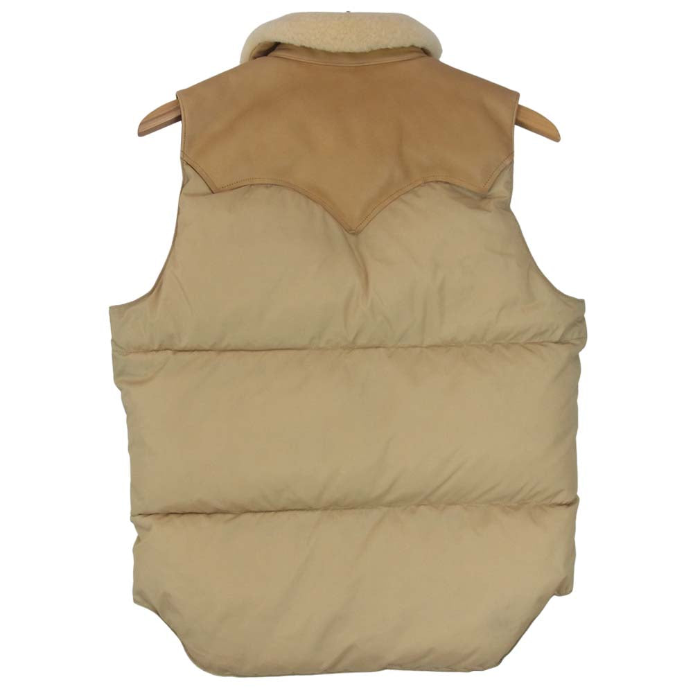 ロッキーマウンテン フェザーベッド 日本製 CHRISTY DOWN VEST レザーヨーク切替 クリスティ ダウン ベージュ系 36【美品】【中古】