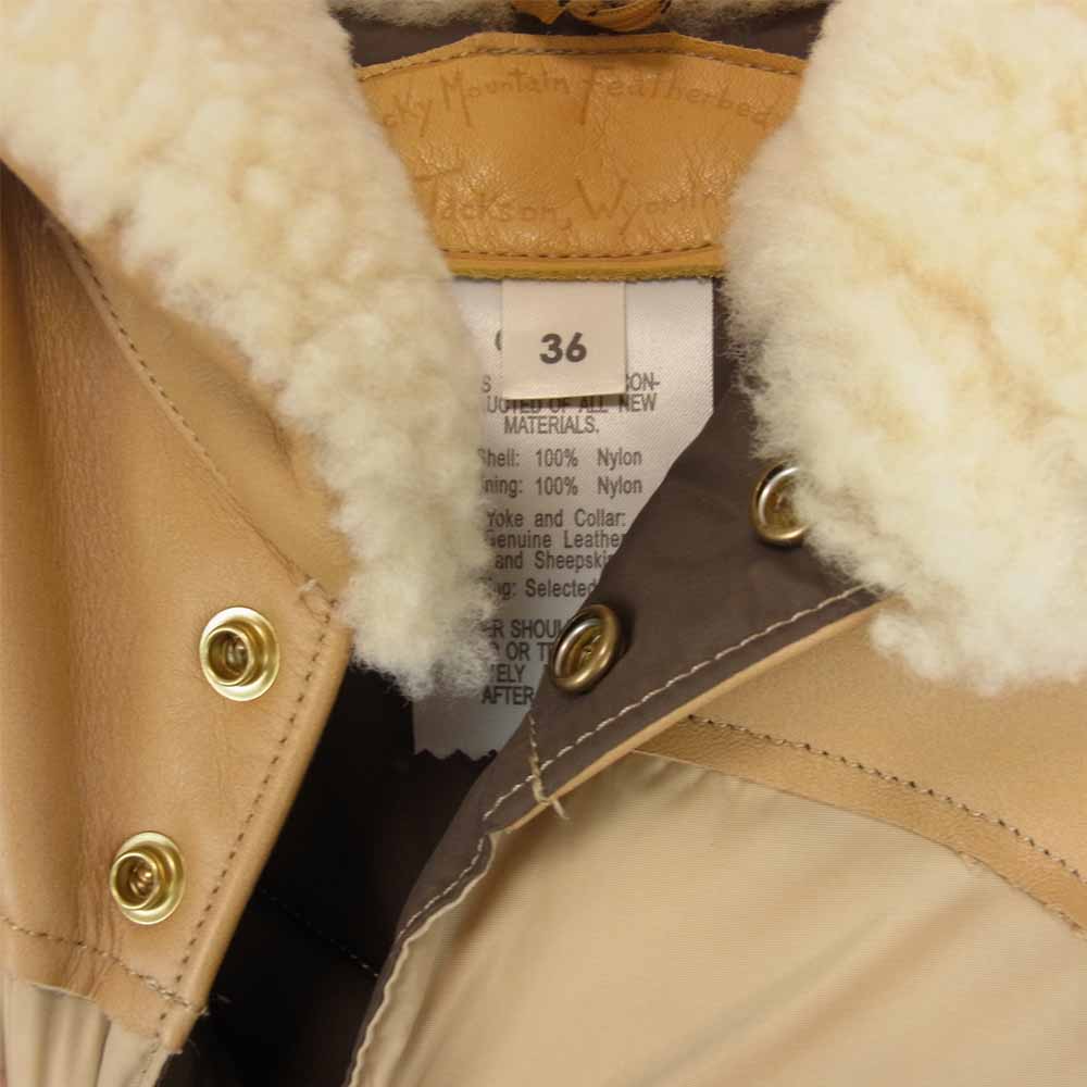 ロッキーマウンテン フェザーベッド 日本製 CHRISTY DOWN VEST レザーヨーク切替 クリスティ ダウン ベージュ系 36【美品】【中古】