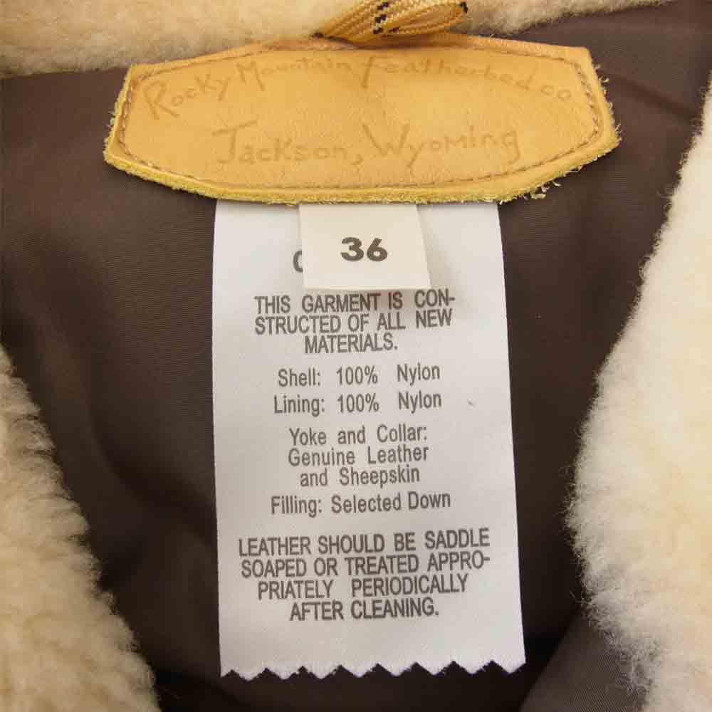 ロッキーマウンテン フェザーベッド 日本製 CHRISTY DOWN VEST レザーヨーク切替 クリスティ ダウン ベージュ系 36【美品】【中古】