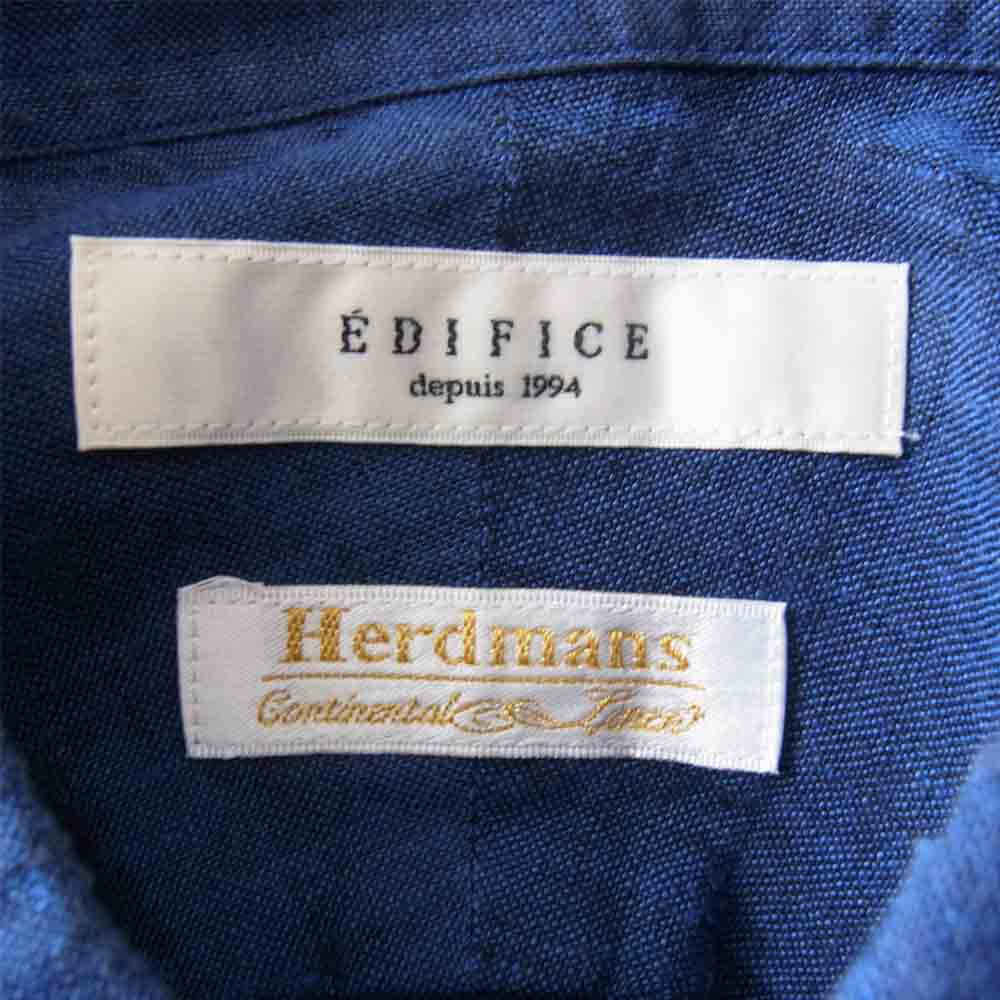 EDIFICE エディフィス 17-050-300-1010-2-0 リネン カッタウェイシャツ ネイビー系 M【中古】
