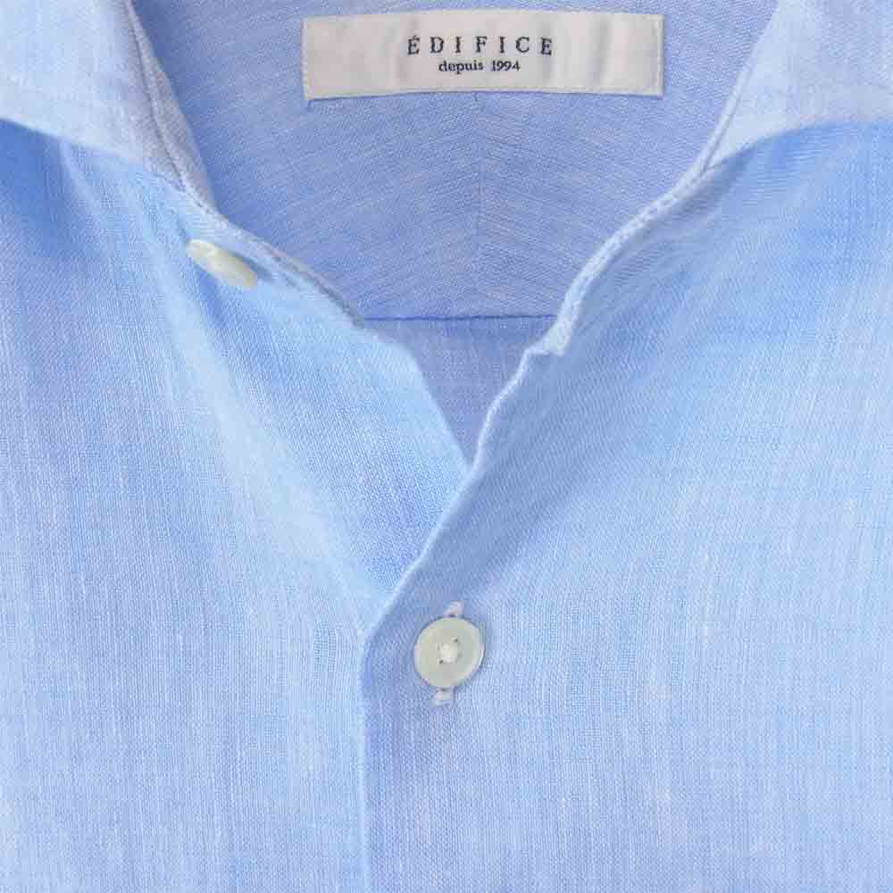 EDIFICE エディフィス 18-050-300-1006-1-0 Washed Linen カッタウェイシャツ ブルー系 M【中古】
